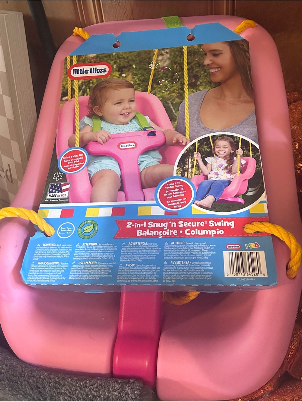 2-in-1 Snug 'n Secure Pink Kids Swing